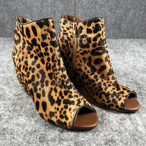 Naughty Monkey Wedge Peep Toe Shoes Womens Size 8.5 Animal‎ Hair Leather Booties